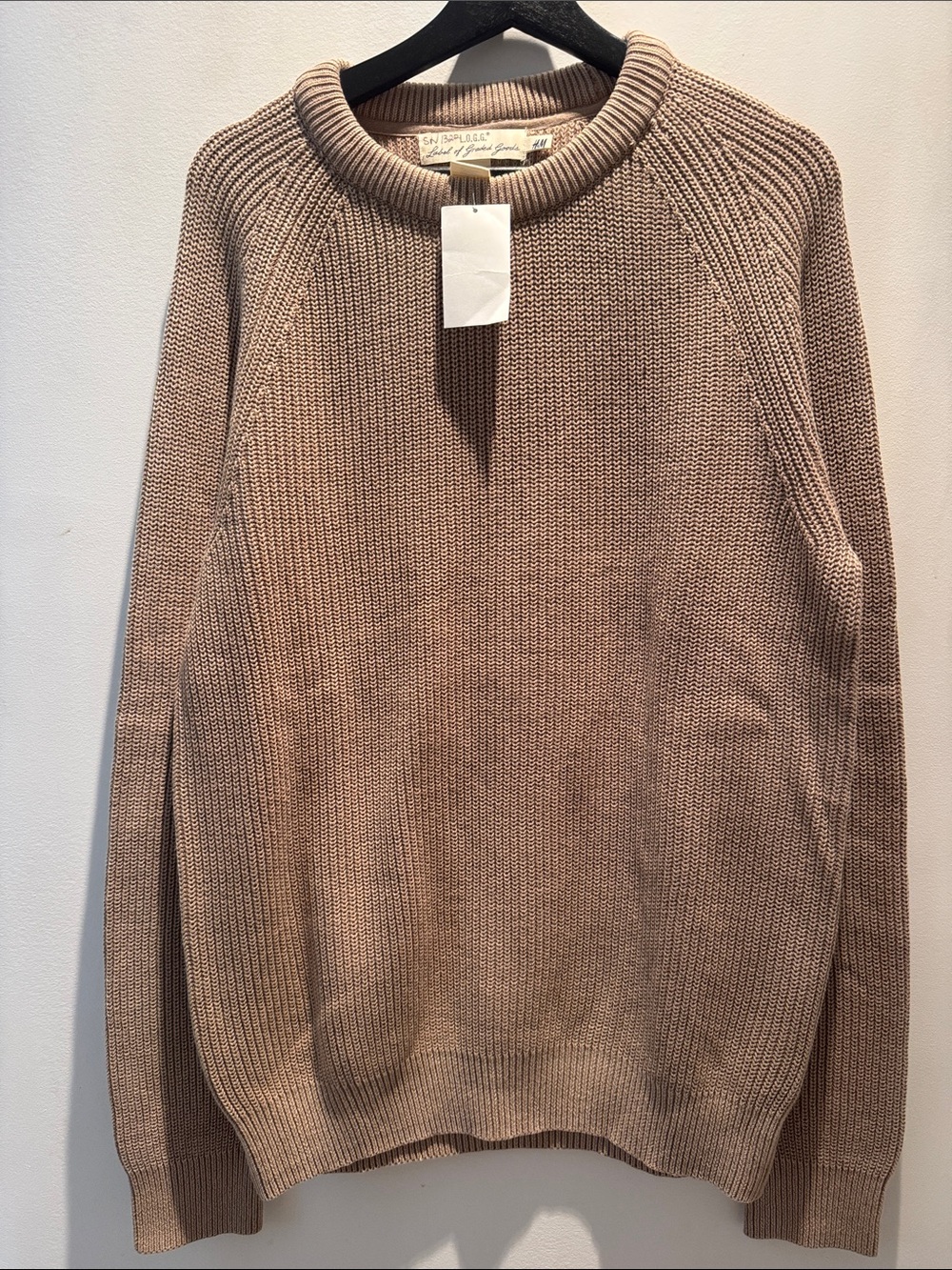H&M Ribbed Crewneck Sweater - Taupe Brown